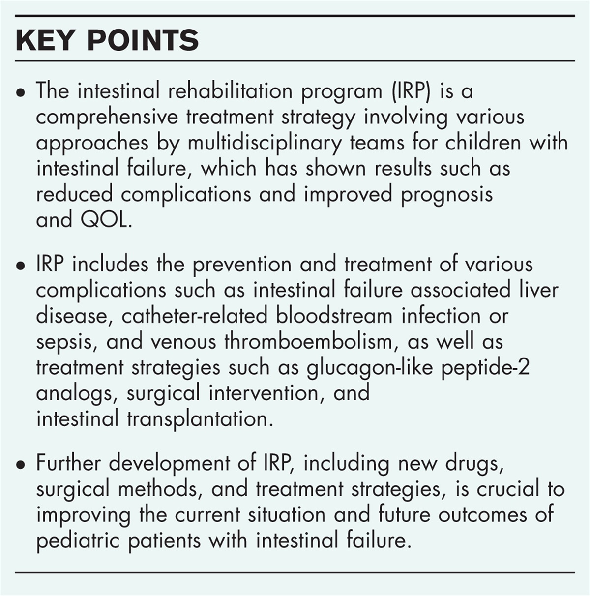 Pediatric intestinal rehabilitation