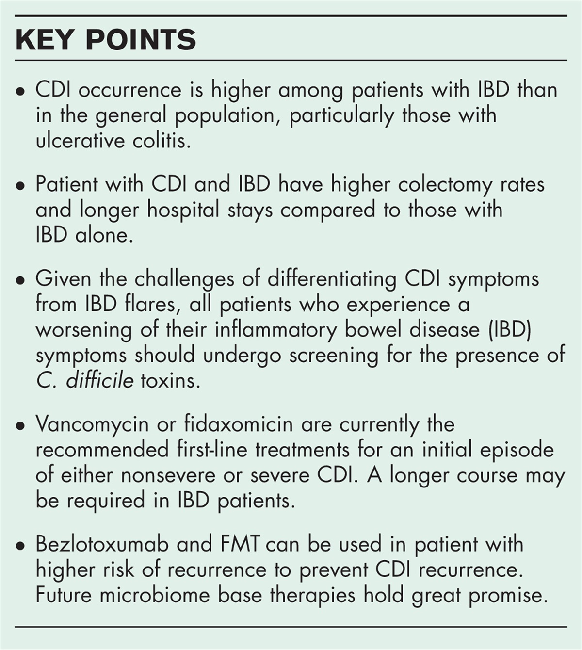 Clostridium difficile in inflammatory bowel disease