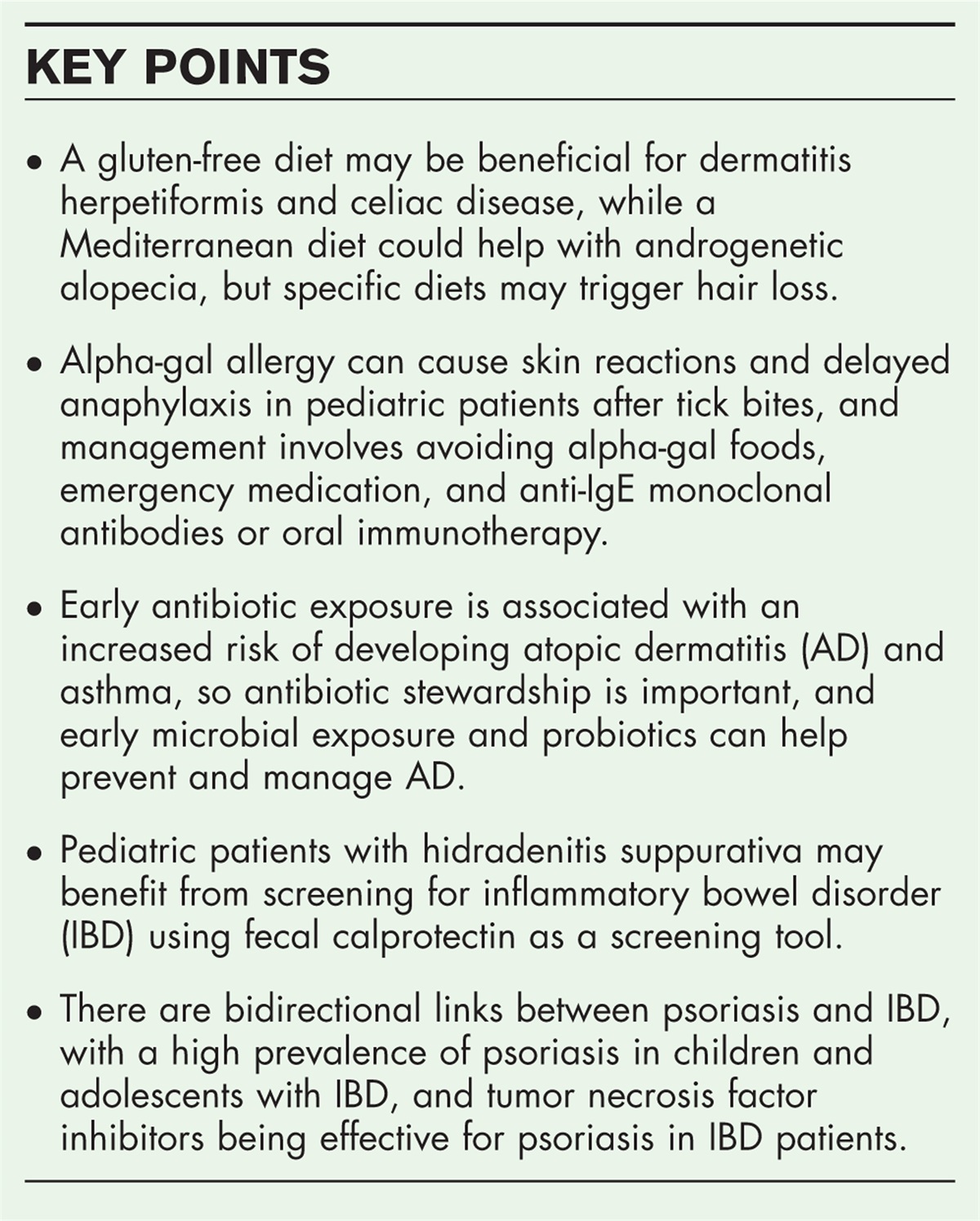 The role of nutrition, food allergies, and gut dysbiosis in immune-mediated inflammatory skin disease: a narrative review