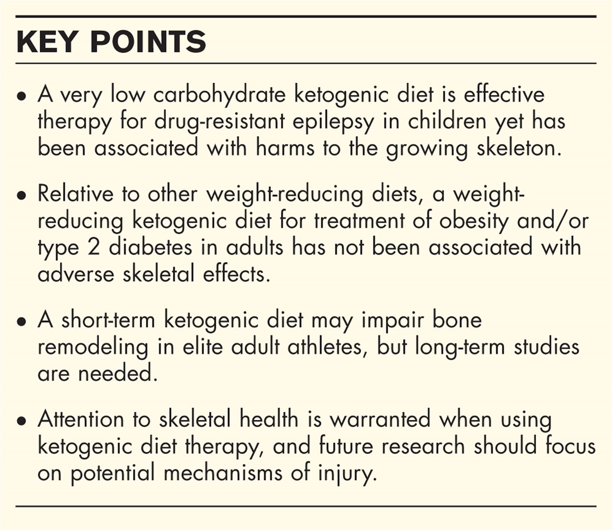 Effects of very low carbohydrate ketogenic diets on skeletal health