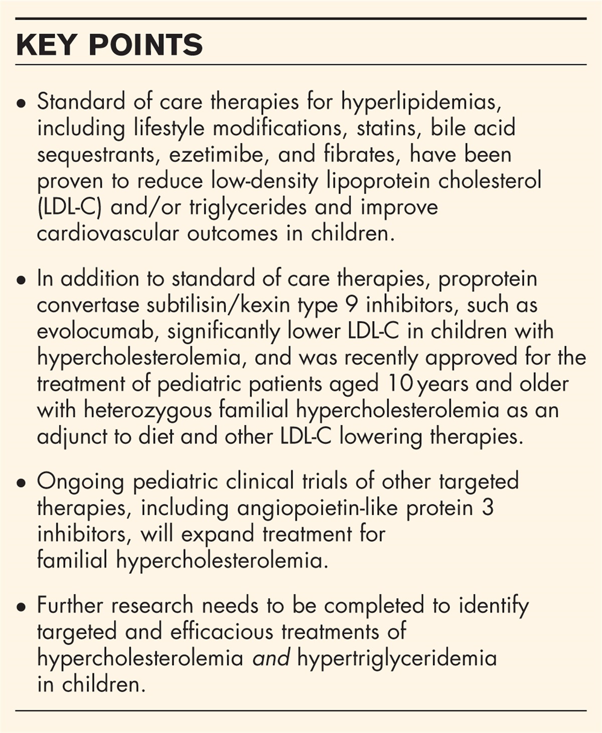 Updates in the management of pediatric dyslipidemia