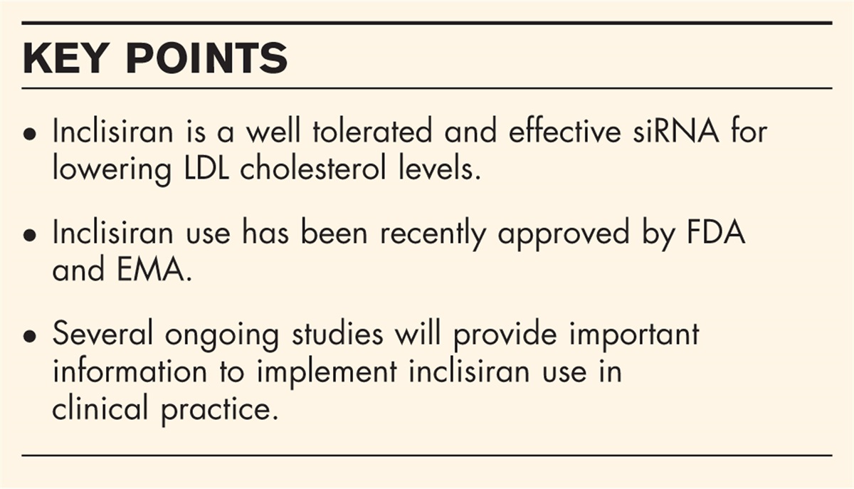 Inclisiran: present and future perspectives of a new effective LDL cholesterol-lowering agent