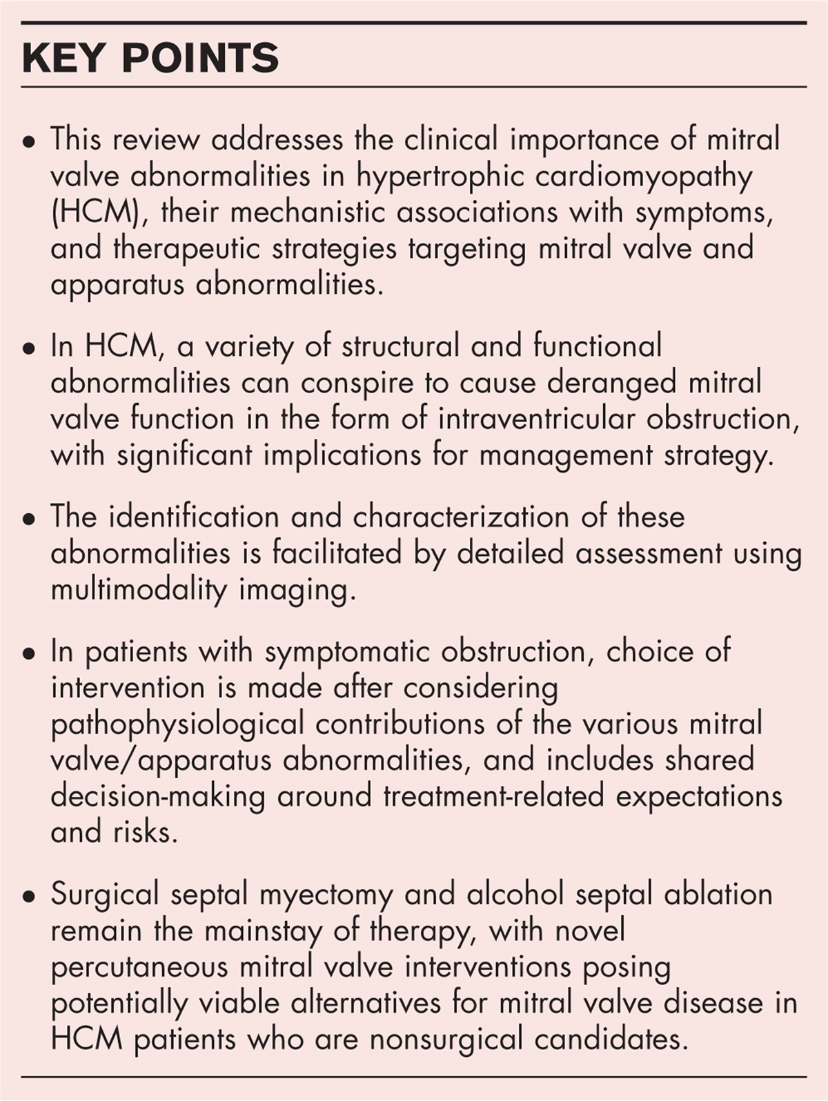 The mitral valve in hypertrophic cardiomyopathy