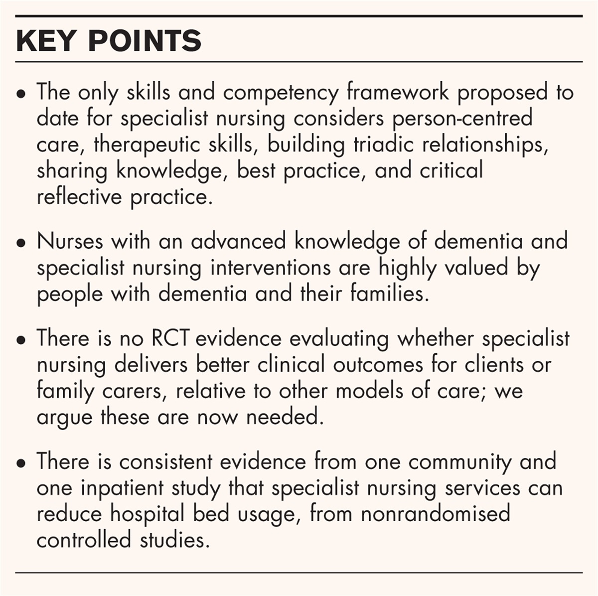 Specialist dementia nursing models and impacts: a systematic review