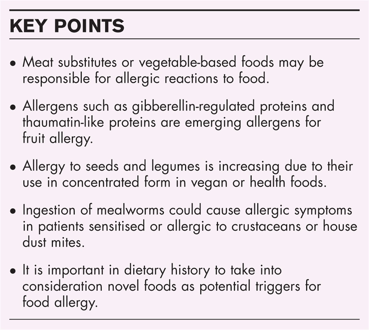 New arrivals in anaphylaxis to foods