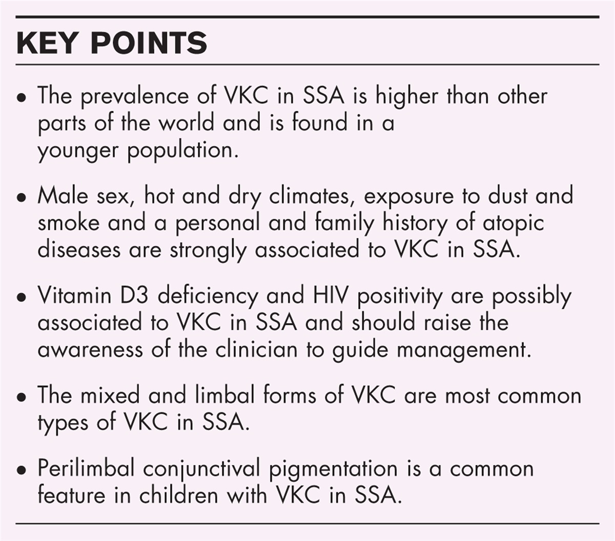 Prevalence and clinical characteristics of vernal keratoconjunctivitis in sub-Saharan Africa