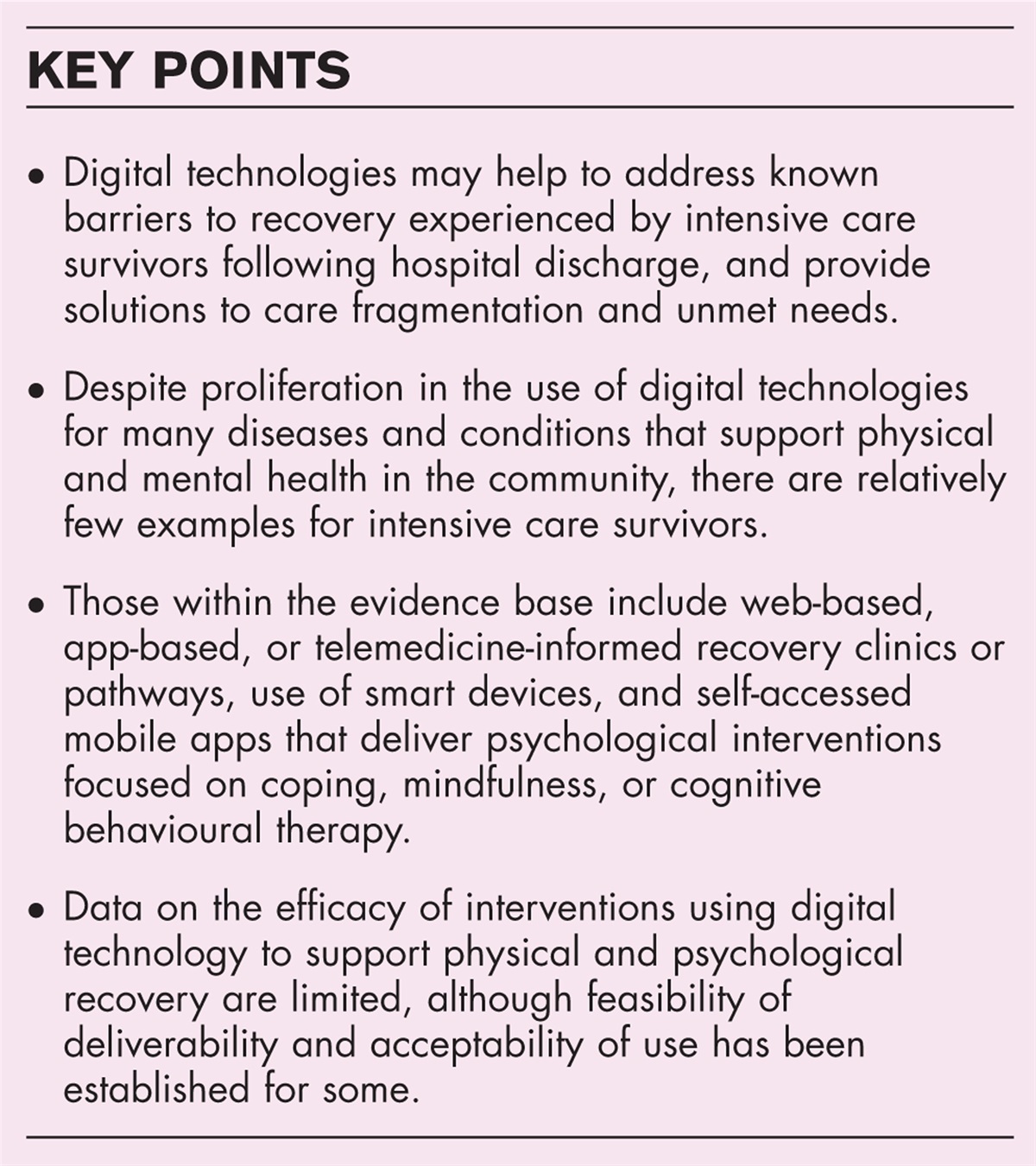 Digital solutions and the future of recovery after critical illness