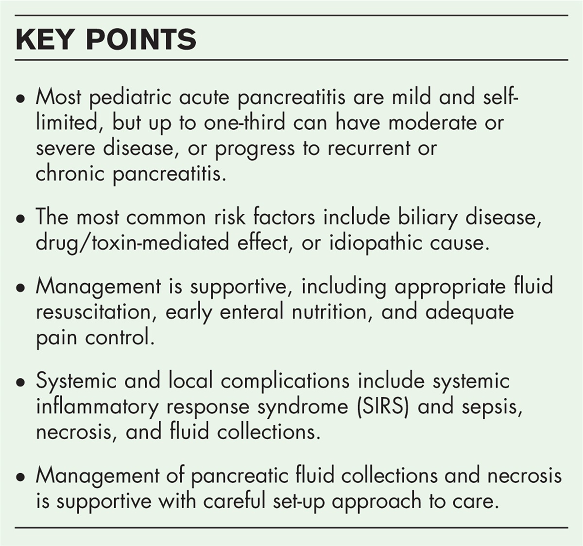 Acute pancreatitis in children: risk factors, management, and outcomes