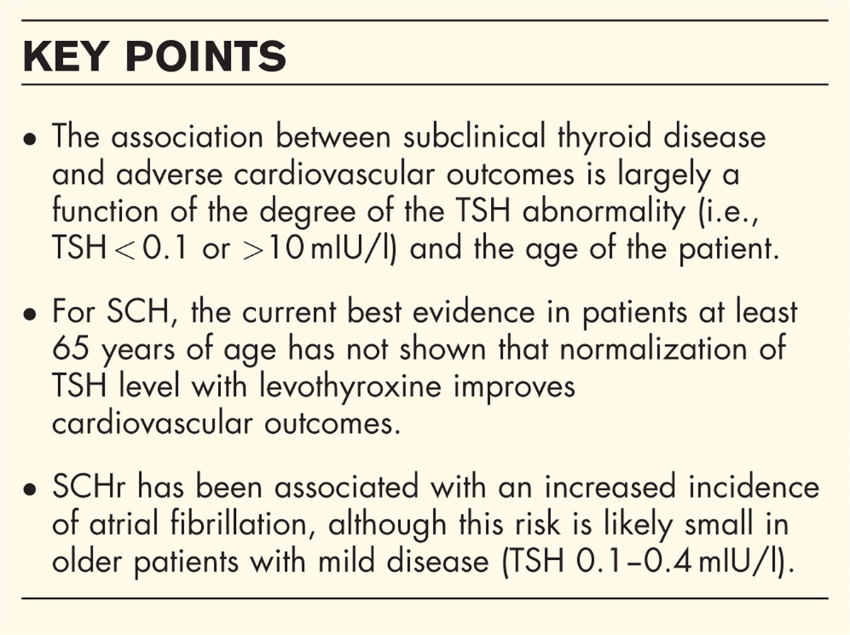 Cardiovascular outcomes in subclinical thyroid disease: an update