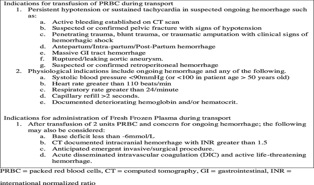 Prehospital Critical Care Blood Product Administration: Quantifying Clinical Benefit