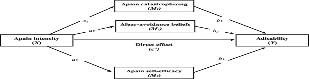 Changes in pain catastrophizing, fear-avoidance beliefs, and pain self-efficacy mediate changes in pain intensity on disability in the treatment of chronic low back pain