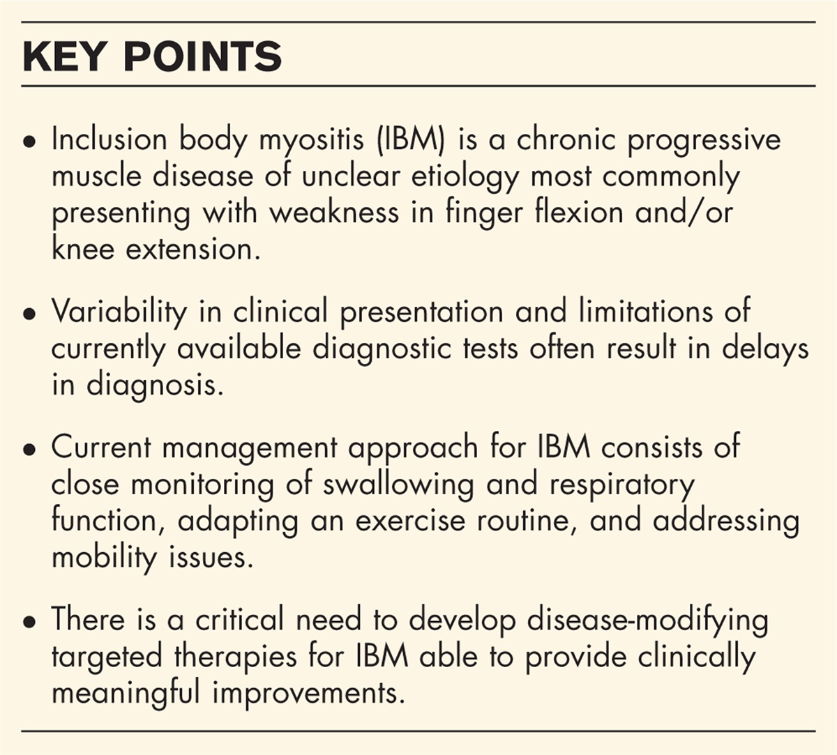 Exploring challenges in the management and treatment of inclusion body myositis
