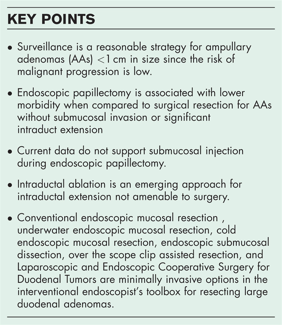 Updates in endoscopic management of ampullary and duodenal adenomas
