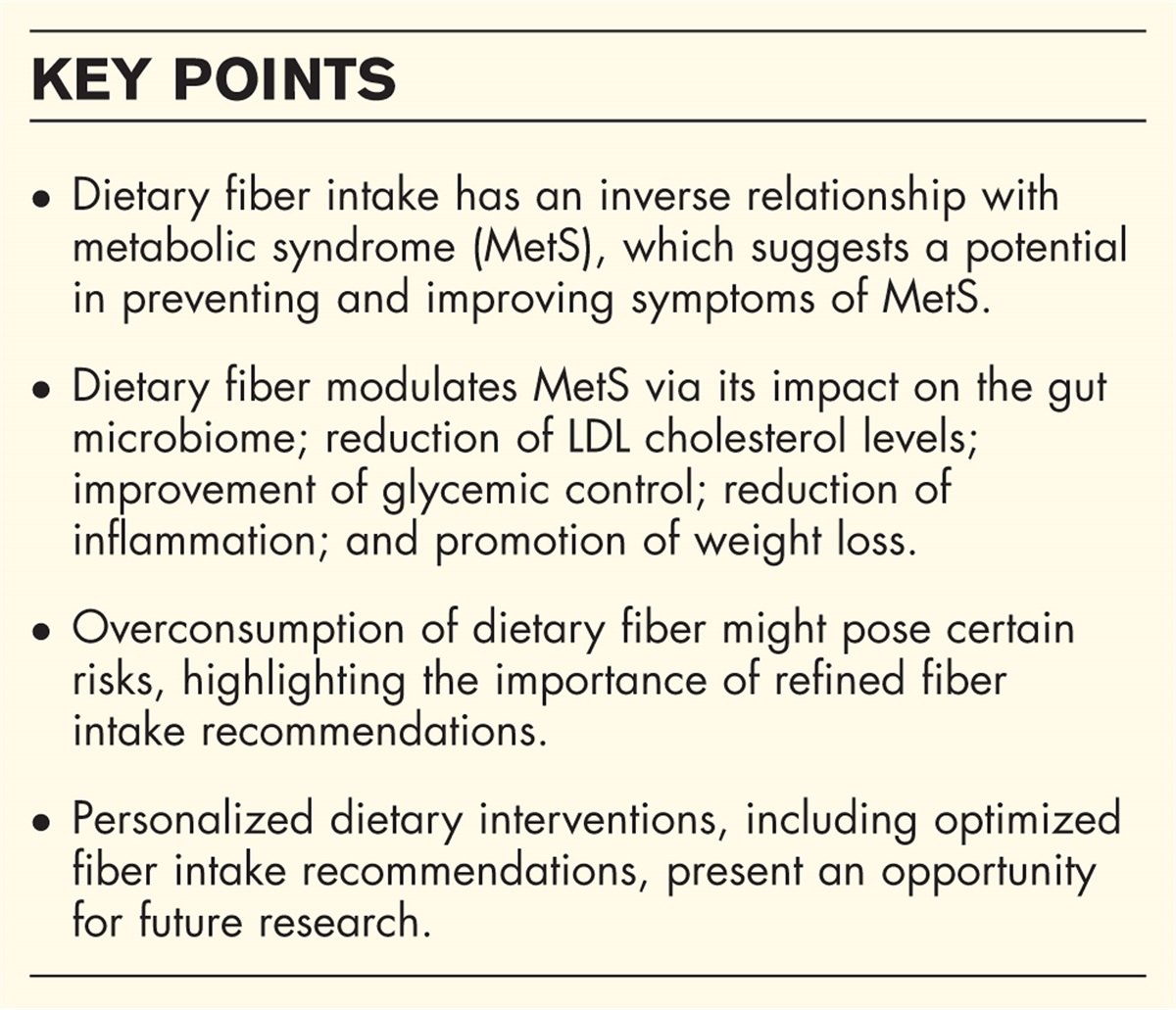 Dietary fiber deficiency in individuals with metabolic syndrome: a review