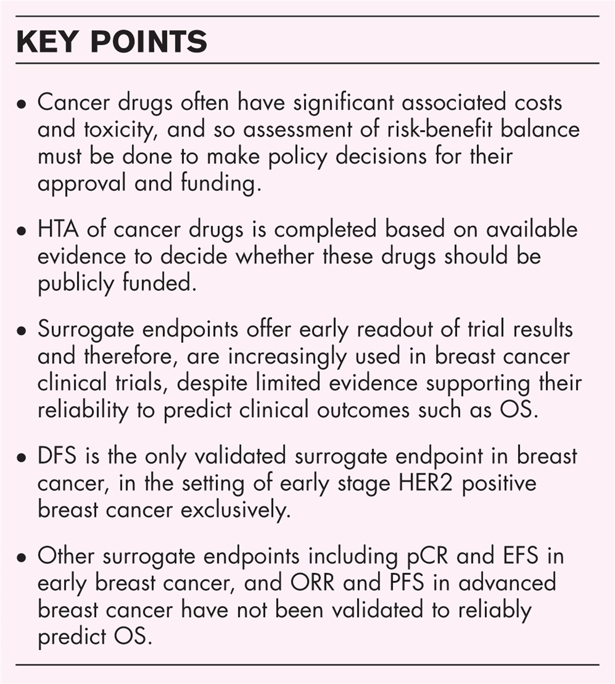 Surrogate endpoints for HTA decisions of breast cancer drugs: utility and pitfalls
