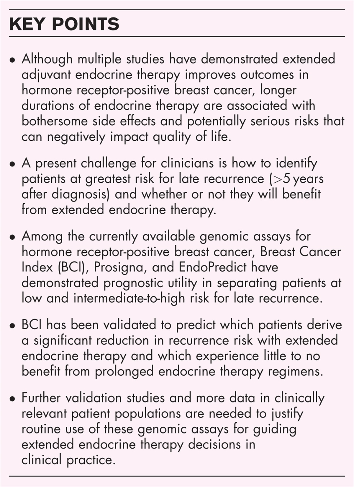 Precision medicine in extended adjuvant endocrine therapy for breast cancer