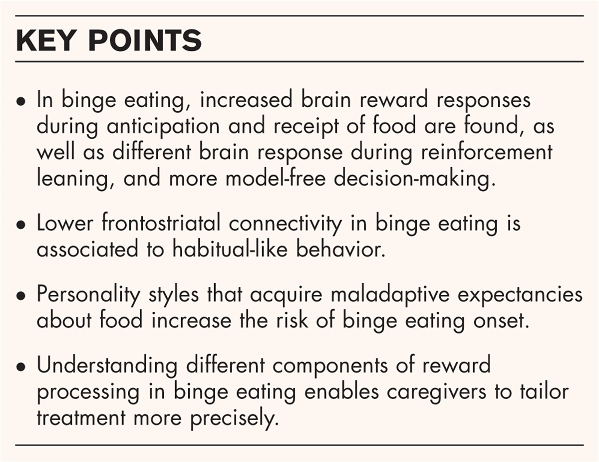 Neuronal activity and reward processing in relation to binge eating
