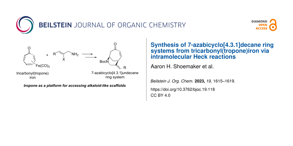 Synthesis of 7-azabicyclo[4.3.1]decane ring systems from tricarbonyl(tropone)iron via intramolecular Heck reactions