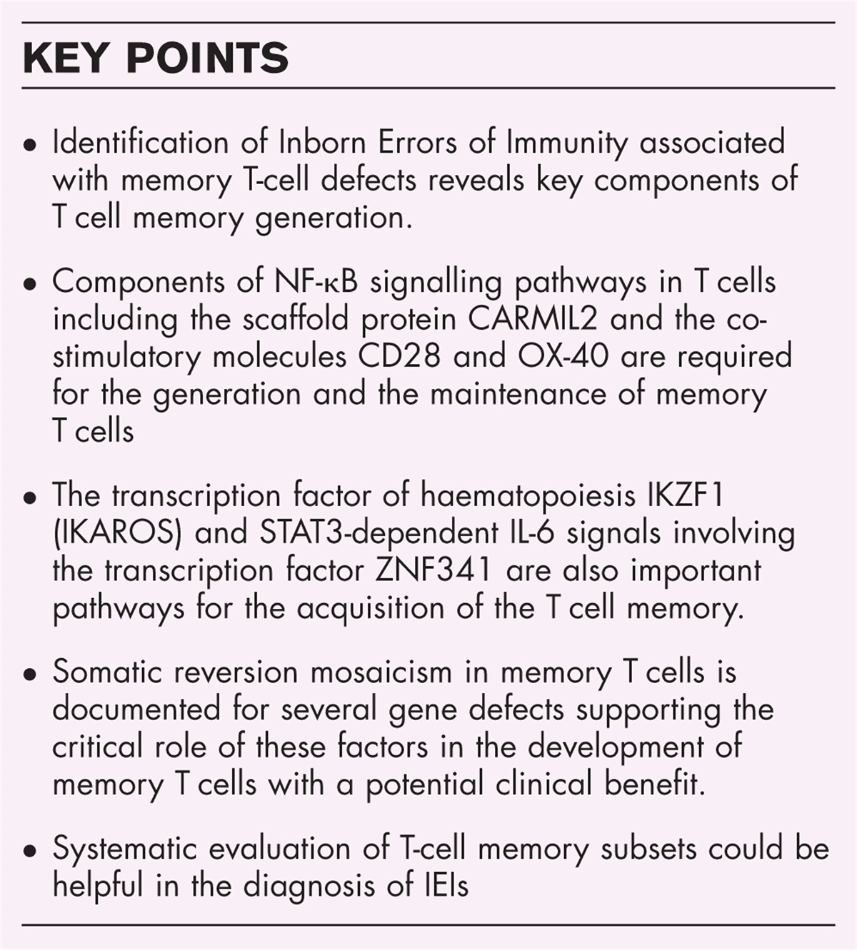 Inborn errors of immunity underlying defective T-cell memory