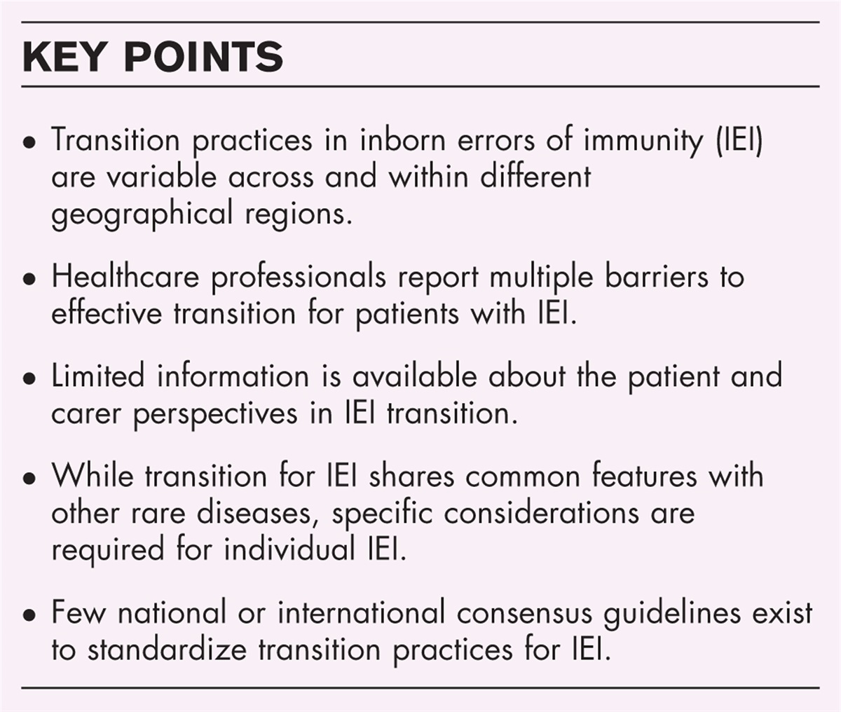 Transition of care in inborn errors of immunity