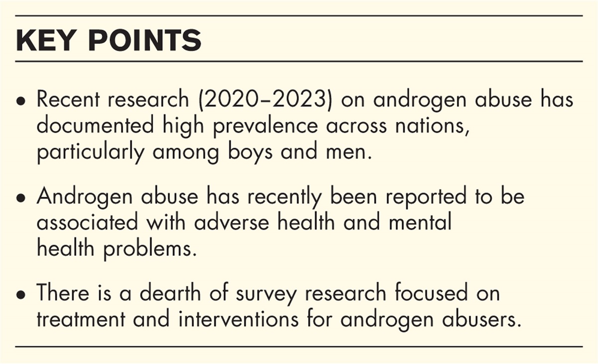 Surveys on androgen abuse: a review of recent research