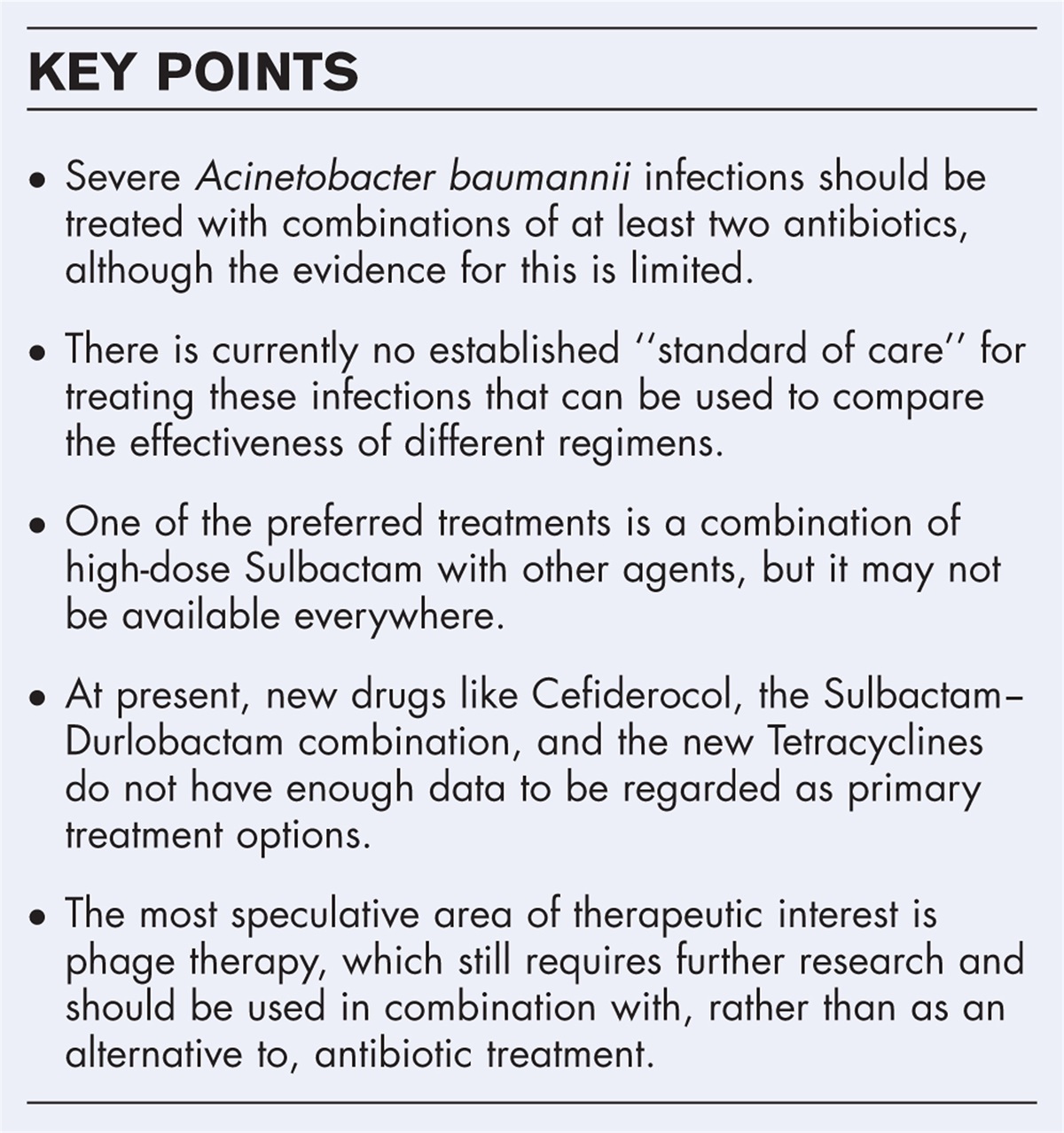 How to treat severe Acinetobacter baumannii infections