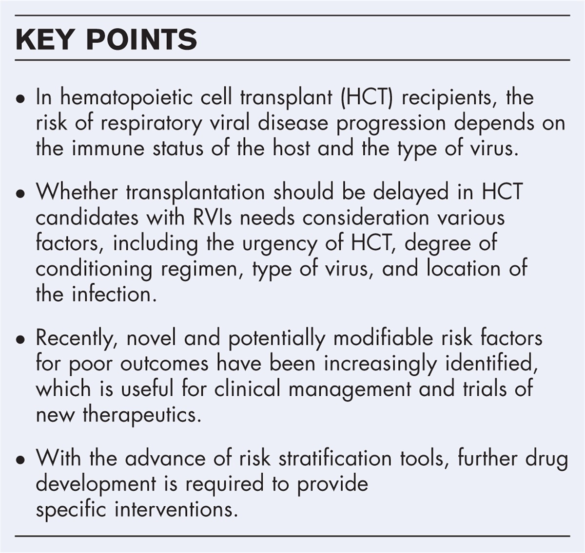 Risk factors for severity in seasonal respiratory viral infections and how they guide management in hematopoietic cell transplant recipients