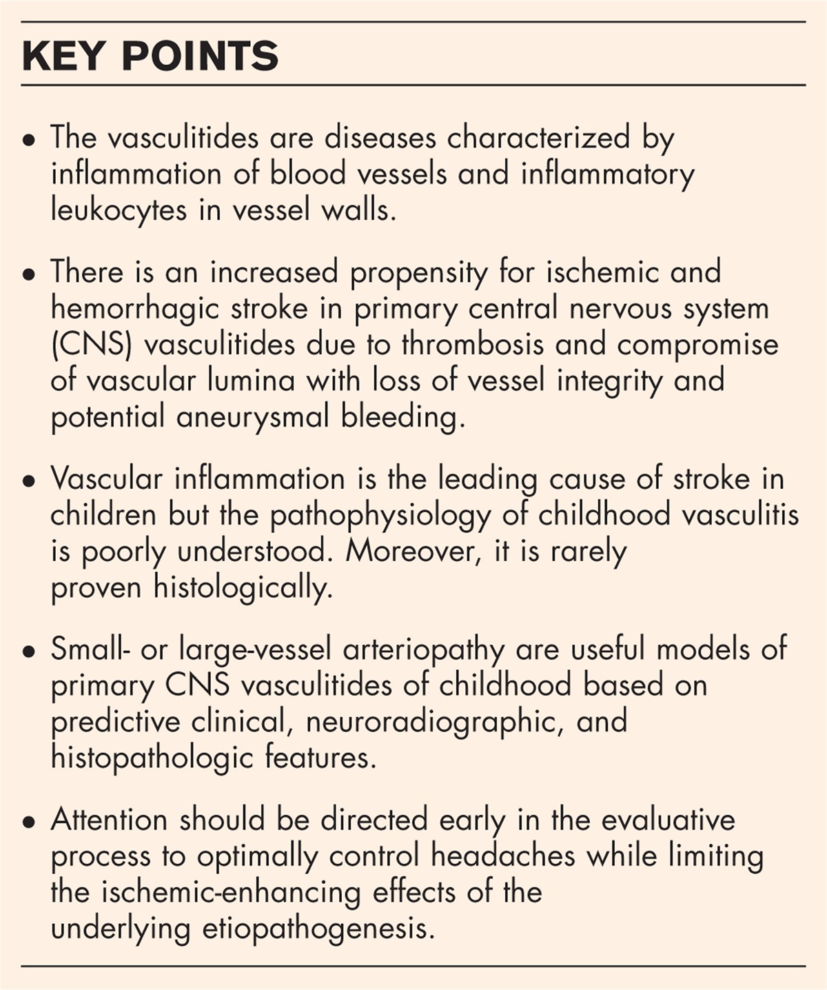 Primary central nervous system vasculitis and headache: Ten themes