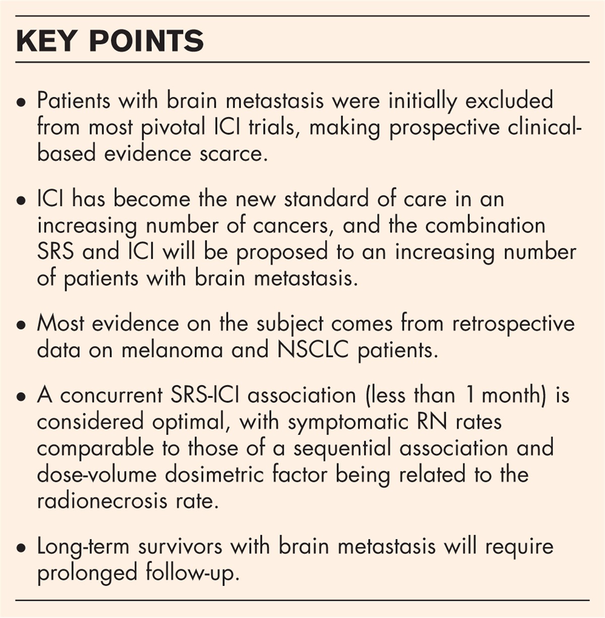 Combination of radiosurgery and immunotherapy in brain metastases: balance between efficacy and toxicities