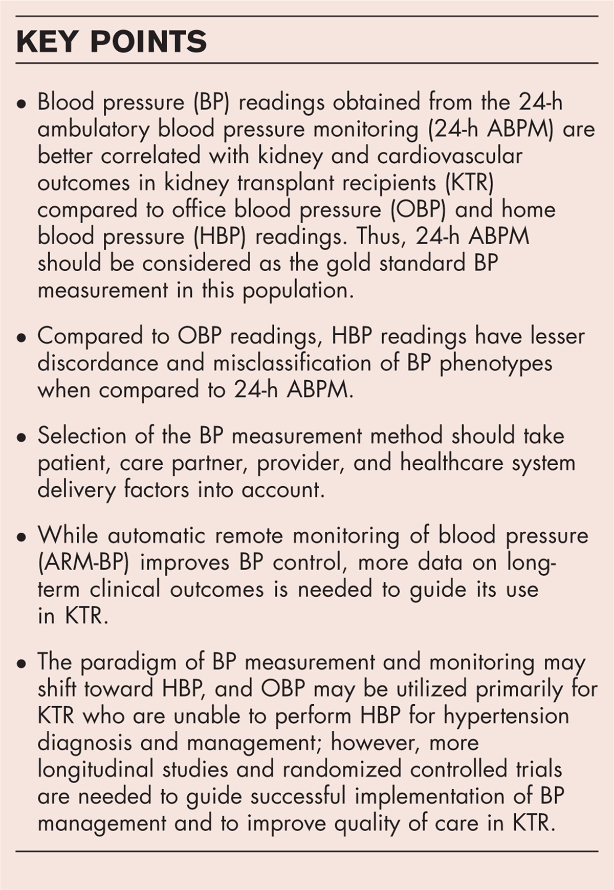 A paradigm shift from office to home-based blood pressure measurement approaches in kidney transplant recipients