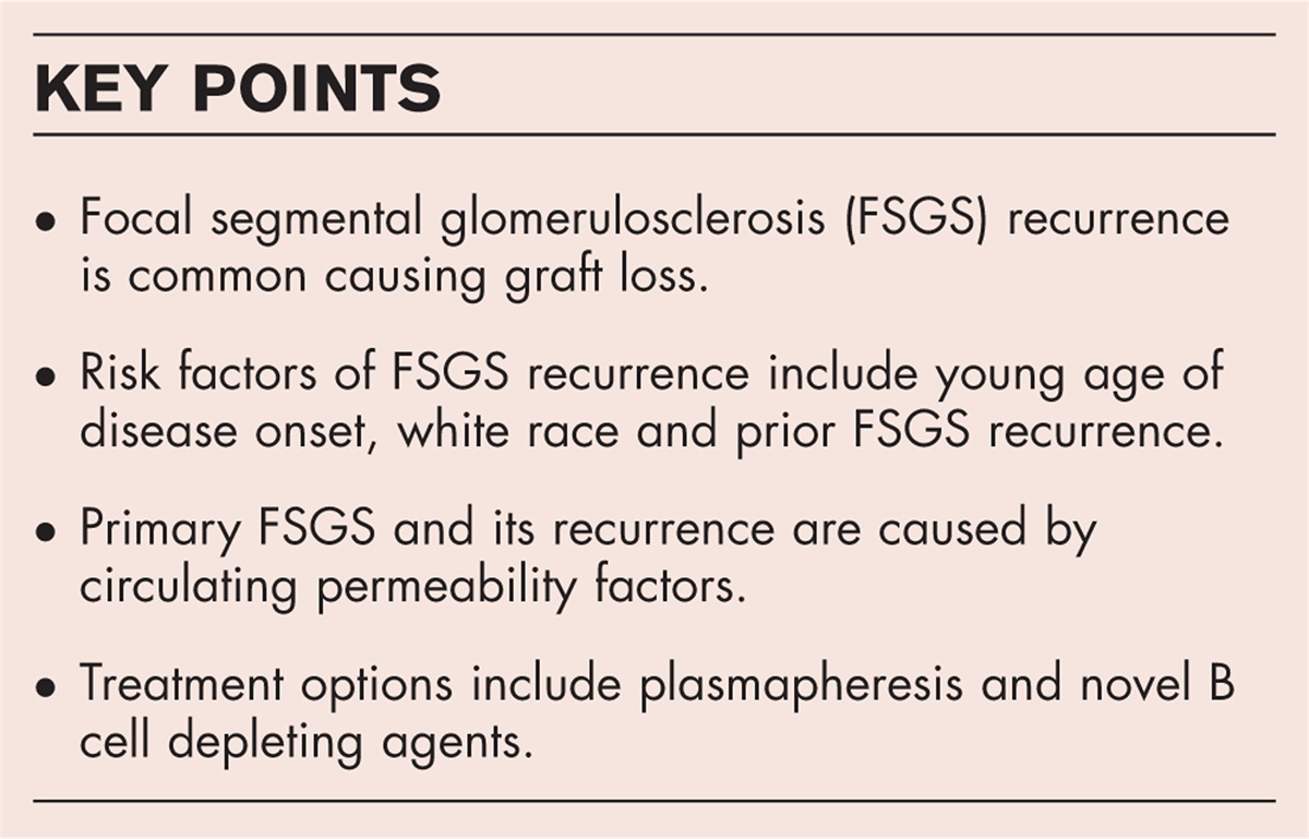 Current approaches to overcome recurrent focal segmental glomerulosclerosis after kidney transplantation