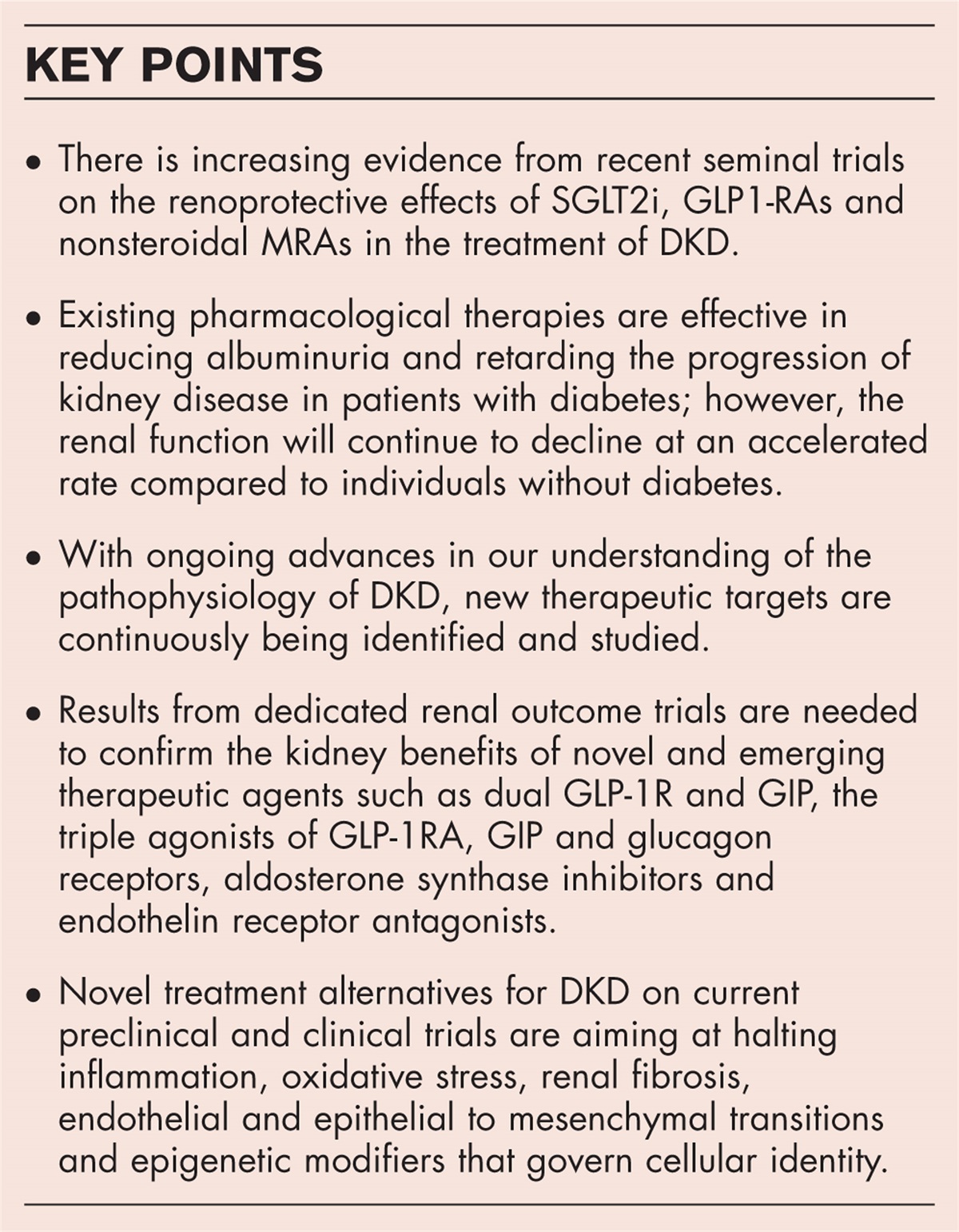 Novel pharmacological interventions for diabetic kidney disease