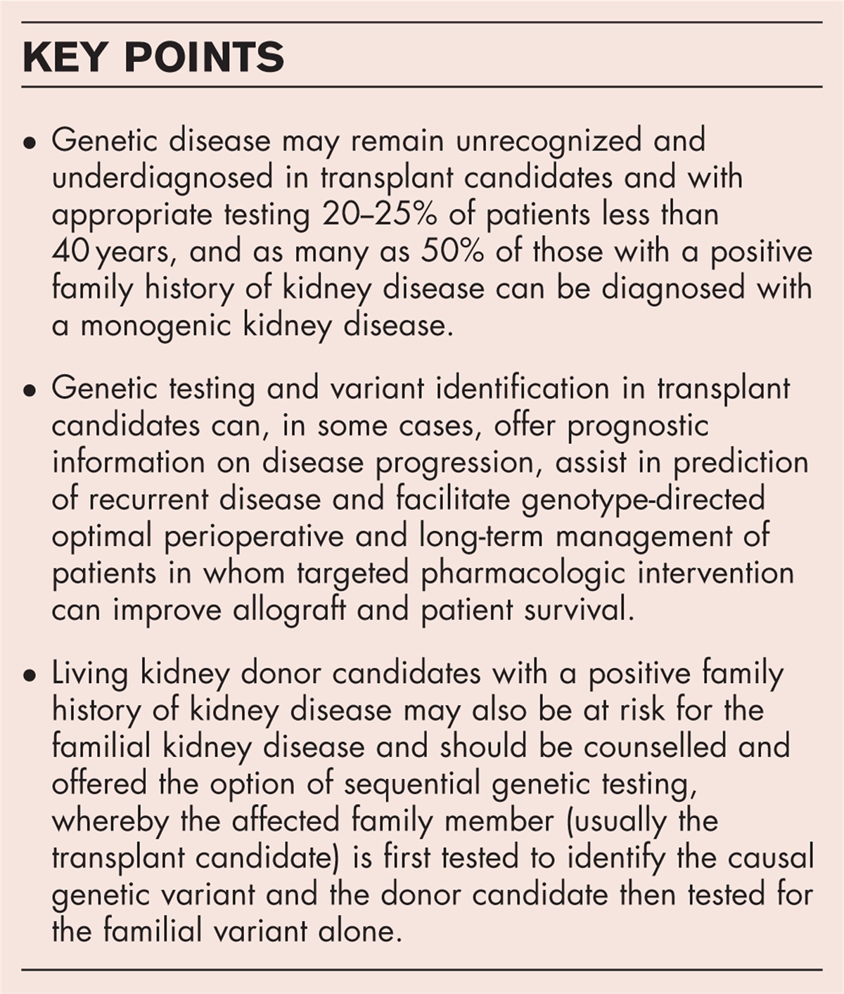 Genetic testing in the evaluation of recipient candidates and living kidney donors
